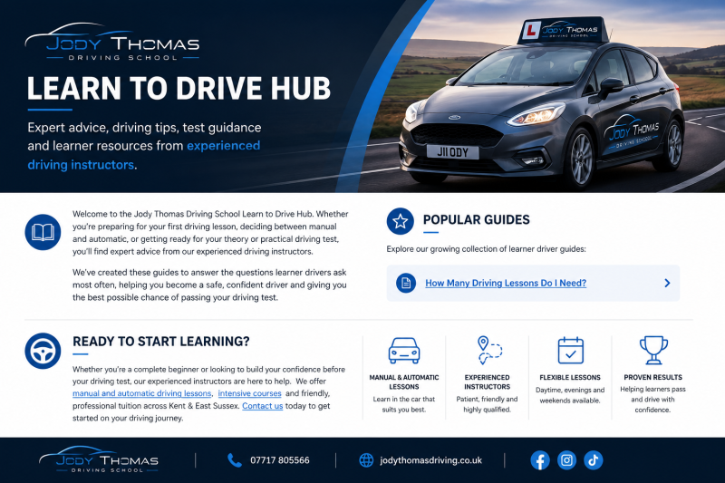 Learn to Drive Hub with expert driving advice from Jody Thomas Driving School.